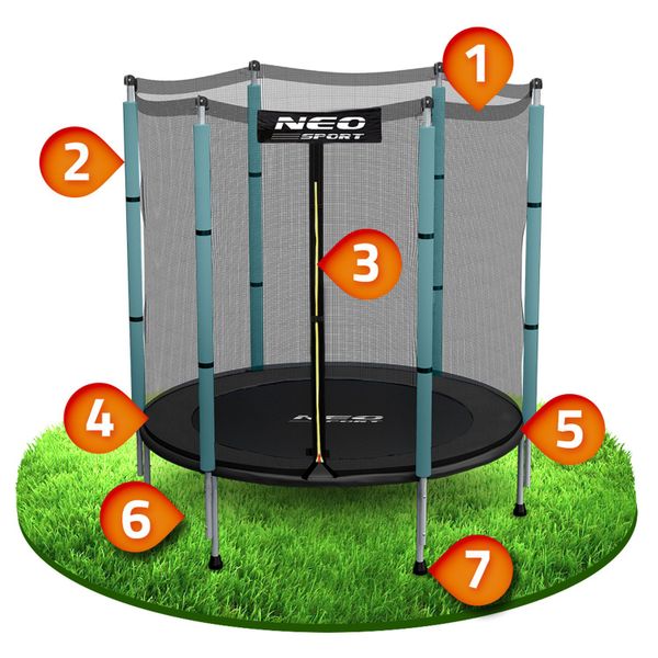 Trampolina ogrodowa dla dzieci, siatka, 140 cm, Neo-Sport, czarny na Arena.pl