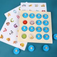 Puzzle drewniane gra planszowa memory + 4 karty