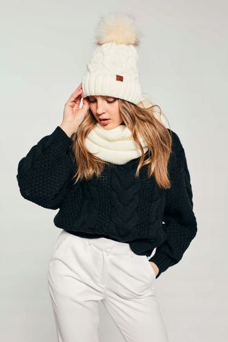 Czapka zimowa damska z pomponem + komin Ecru na Arena.pl