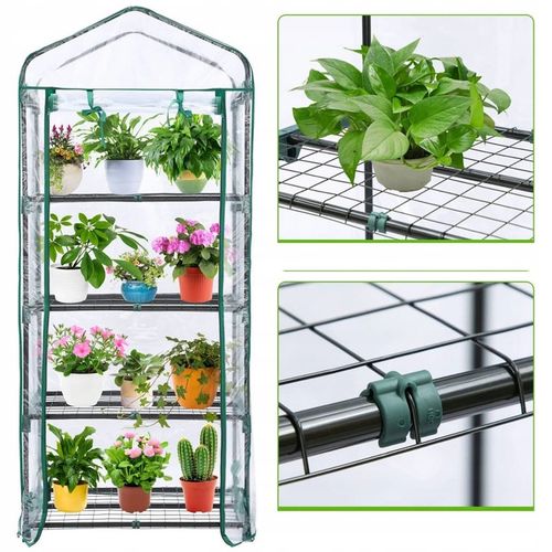 MINI SZKLARNIA FOLIA BALKONOWA 4 Półki 160x70x50cm Rośliny Kwiaty Sadzonki na Arena.pl
