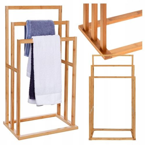 Stojak wieszak łazienkowy drewniany bambus regał drabinka półka uniwersalny na Arena.pl