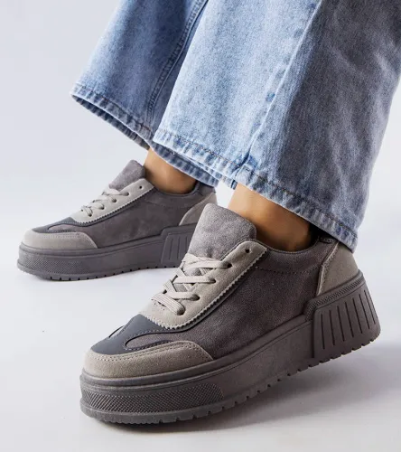 Szare sneakersy na platformie Fabienne 37 na Arena.pl