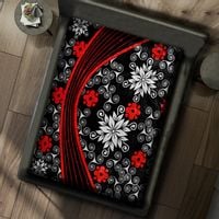 Gruby Koc Akrylowy 160X210 Czerwone Kwiaty 18785