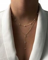 Złoty NASZYJNIK łańcuszek 2w1 perełki