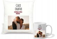Zestaw PODUSZKA i KUBEK prezent na WALENTYNKI ROCZNICE + zdjęcie twój tekst