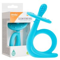 AKUKU 2w1 Szczoteczka dla niemowląt + gryzak silikonowy ślimak niebieski