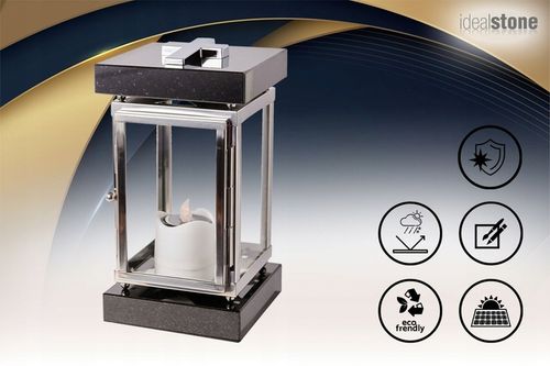 Lampion znicz nagrobny na pomnik srebrny stal nierdzewna + czarny granit na Arena.pl