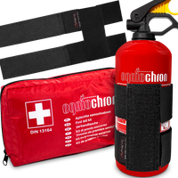 Gaśnica 1KG Ogniochron Apteczka DIN13164 Uchwyt Rzep Mocowanie Do Bagażnika