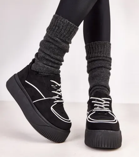 Czarne sneakersy ocieplane na platformie Vargas 41 na Arena.pl