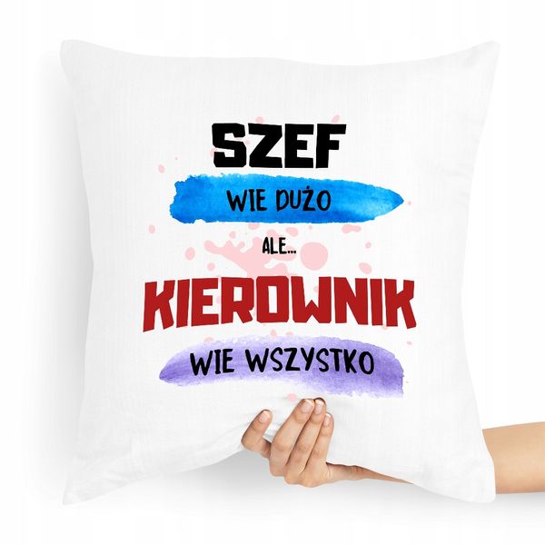 Poduszka Prezent Dla Kierownika Wie Wszystko Z Nadrukiem Ze Zdjęciem zdjęcie 1