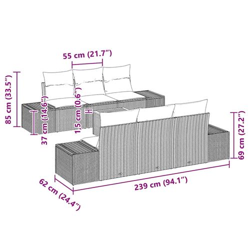 Zestaw Sof na Ogród 7 pcs Szary na Arena.pl