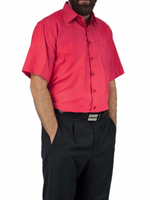 Elegancka koszula męska z krótkim rękawem czerwona ostra czerwień 41/42 - L/XL