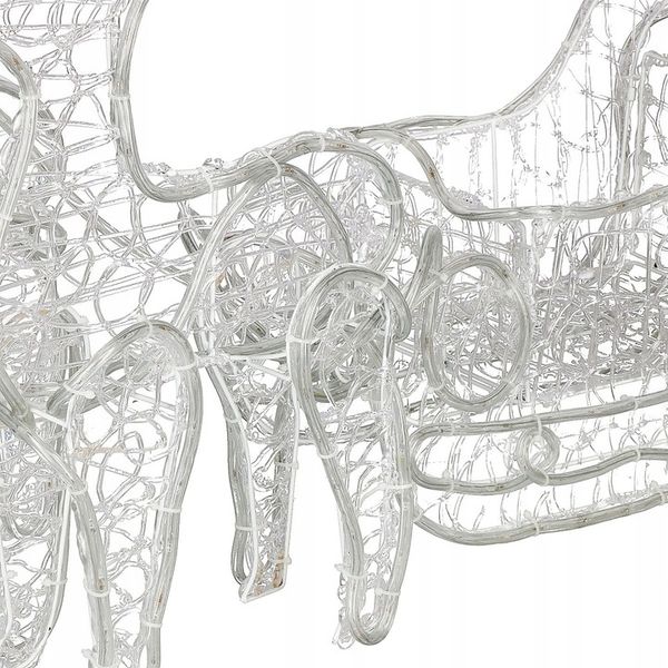 RENIFERY Z SANIAMI ŚWIECĄCE DUŻE 150cm OZDOBA Z GŁOWĄ SANIAMI DEKORACJA XXL zdjęcie 3