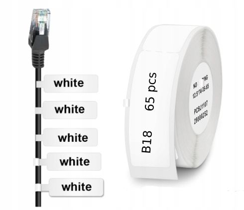 NIIMBOT ETYKIETY Naklejki do B18 BIAŁE do KABLI zdjęcie 1