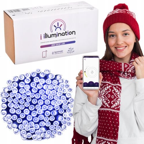 lampki 200led świąteczne białe sterowane telefonem na święta z aplikacją na Arena.pl