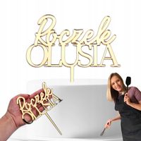 Topper ROCZEK IMIĘ na tort urodziny złoty dekor lustro piker plexi toper