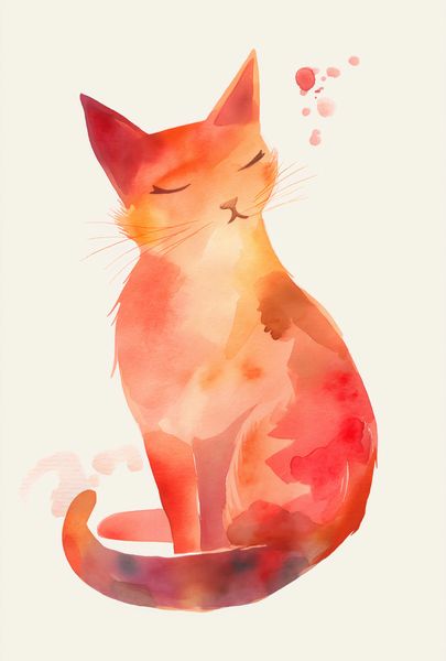 Plakat 61x90,5cm Akwarelowy Kot zdjęcie 1