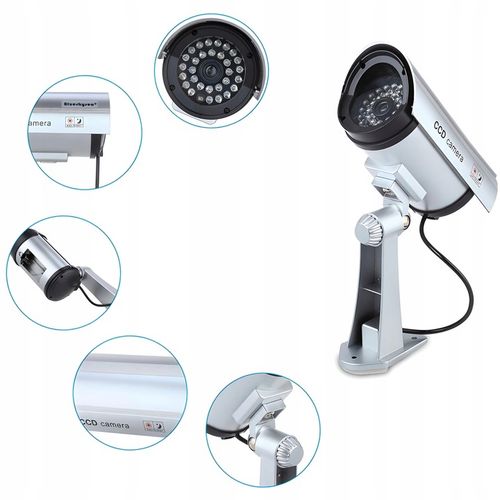 KAMERA ATRAPA ZEWNĘTRZNA MONITORING ŚCIENNA LED IR KAMERA MIGAJĄCA + na Arena.pl