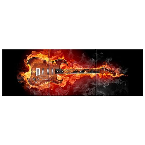 Obraz Tryptyk 90X30 Płonąca Gitara Płonąca Gitara na Arena.pl