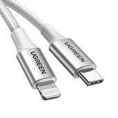 kabel przewód usb-c - iphone lightning mfi 1m - srebrny