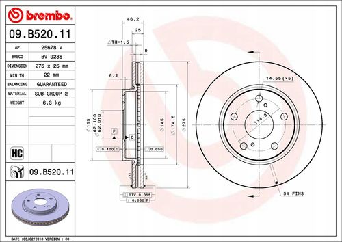 TARCZA HAM PRZOD 275X25 V BREMBO na Arena.pl