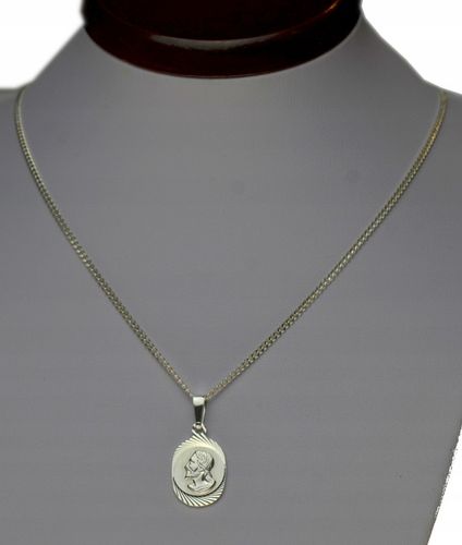 ŁAŃCUSZEK SREBRNY Z Medalikiem Jezus 925 55CM Komplet DLA CHŁOPCA KOMUNIA na Arena.pl