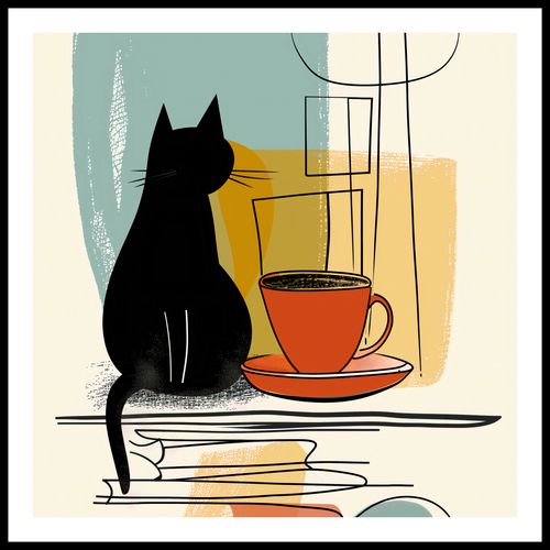 Plakat 60x60cm Kot i Kawa na Arena.pl