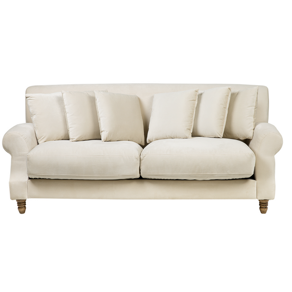 Sofa 3-osobowa welurowa jasnobeżowa EIKE zdjęcie 1