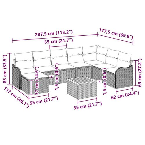 Zestaw Sof na Ogród 9 pcs Beżowy Polirattan na Arena.pl