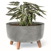 Donica okrągła 38cm misa niska beton efekt nóżki szara