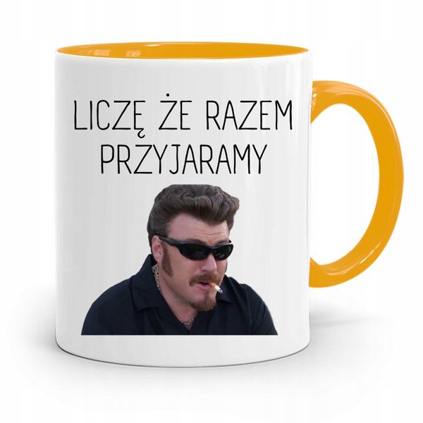 Kubek Żółty Dla Chłopaka Liczę Że Razem Przyjaramy Z Nadrukiem Ze Zdjęciem zdjęcie 1