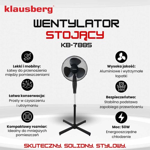 wentylator wiatrak podłogowy z pilotem klausberg kb-7885 na Arena.pl
