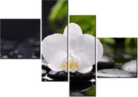 100 70CM OBRAZ 4 ELEM BIAŁA ORCHIDEA DRUK PŁÓTNO RAMA