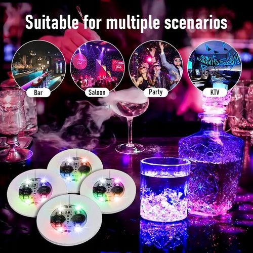 30 LED Coaster LED Naklejka Light Up Coasters 7 kolorów RGB LED na Party na Arena.pl