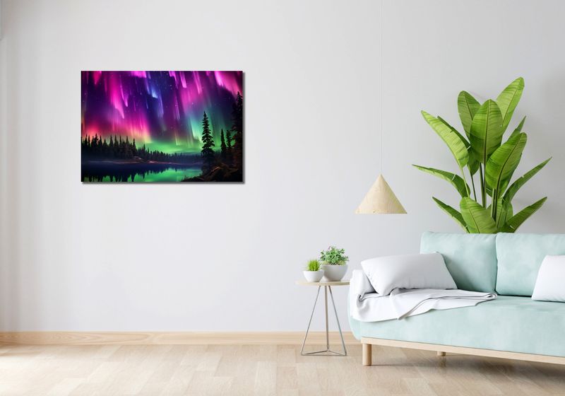 Obraz 90x60cm Zorza Nad Lasem zdjęcie 2
