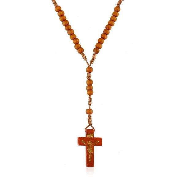 Różaniec drewniany karmelowy na sznurku zdjęcie 1