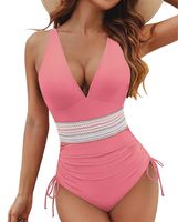 Kostium kąpielowy jednoczęściowy wyszczuplający brzuch push up różowy S