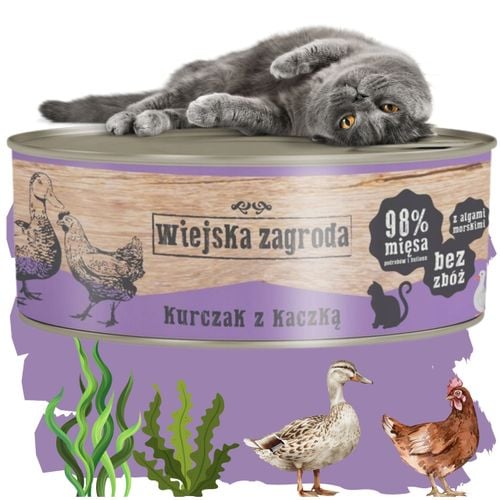 karma mokra dla kota  kurczak kaczka 85g wiejska zagroda bez zbóż i glutenu na Arena.pl