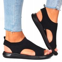 CZARNE SPORTOWE SANDAŁY DAMSKIE NA GUMCE SIATKA