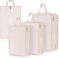 Zestaw 4 Organizerów Podróżnych do Walizki Beżowe Wodoodporne Torby Nylon