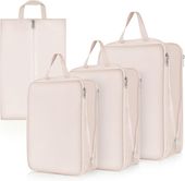 Zestaw 4 Organizerów Podróżnych do Walizki Beżowe Wodoodporne Torby Nylon