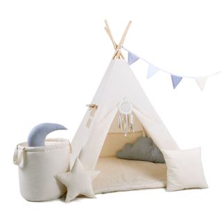 Namiot tipi dla dzieci, bawełna, mega zestaw, mleczna kraina