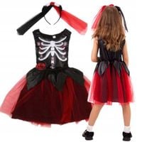 STRÓJ KOSTIUM PRZEBRANIE SUKIENKA KOŚCIOTRUP HALLOWEN 120/130