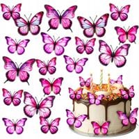 MOTYLE WAFLOWE MOTYLKI DEKORACJA NA TORT RÓŻOWE KOLOROWE PIĘKNA OZDOBA