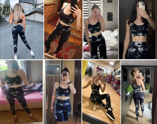 LEGGINSY SPORTOWE CZARNE DAMSKIE PUSH UP KOMPLET Stanik i Leginsy Top GYM L na Arena.pl