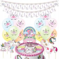 DUŻY ZESTAW URODZINOWY Z JEDNOROŻCEM BALONY TOPPERY GIRLANDA NA IMPREZE