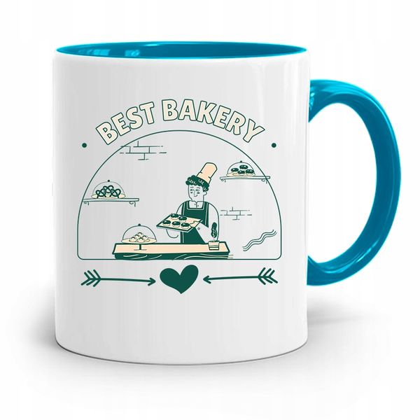 Kubek Błękitny Prezent Dla Piekarza Best Bakery Z Nadrukiem Ze Zdjęciem zdjęcie 1