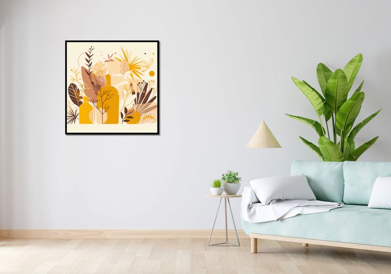 Plakat 80x80cm Złote Rośliny zdjęcie 4