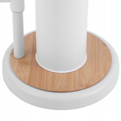 Stojak z uchwytem na papier toaletowy i szczotka do WC toalety biała bambus na Arena.pl