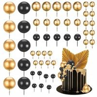 Ozdoby na tort dekoracje komunijne topper na tort złote czarne kule na